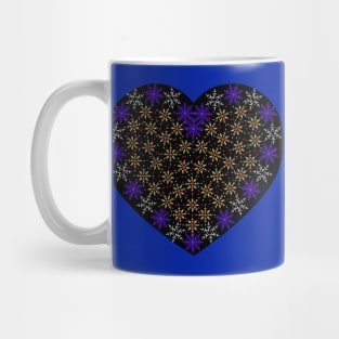 White and blue snowflakes fancy heart Mug